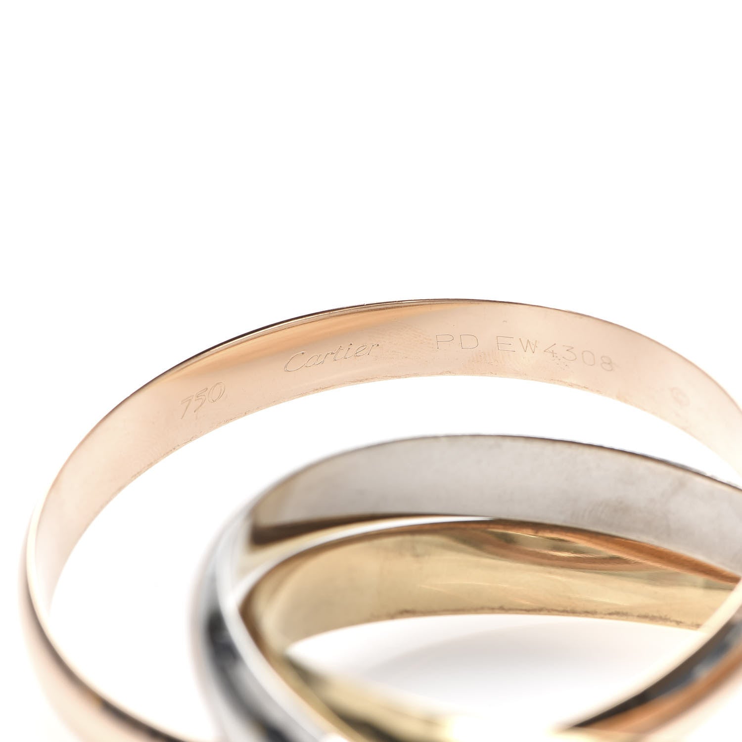Cartier 18K Pink Yellow White Gold 9mm Trinity Bangle Bracelet 4 of 4