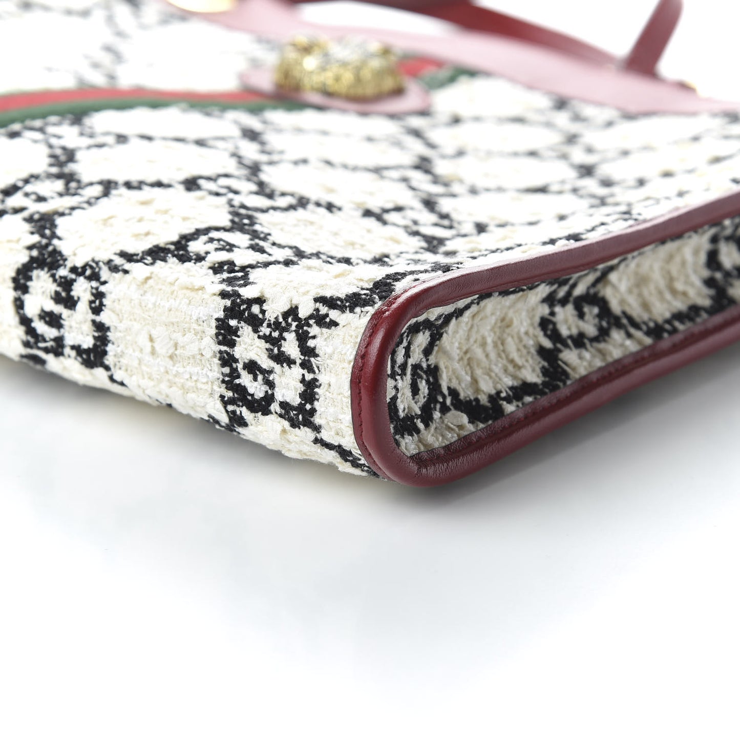 Tweed GG Monogram Large Rajah Chain Tote White Black Romantic Cherry