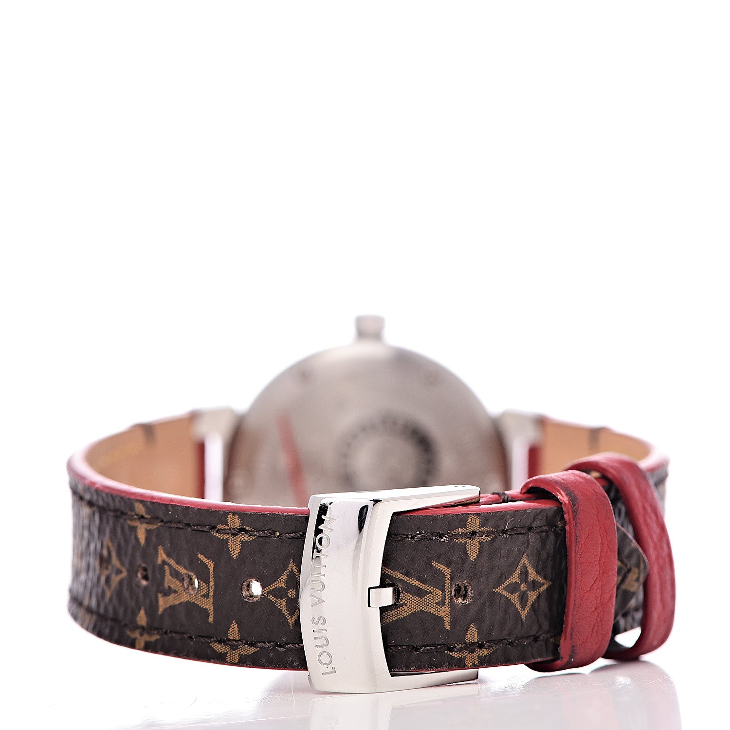 Louis Vuitton Stainless Steel Monogram 28mm Tambour Quartz Watch Brown 4 of 9