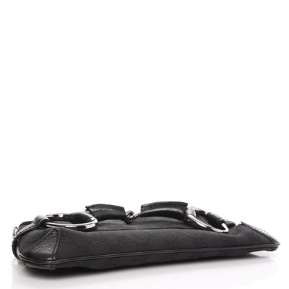 Gucci Monogram Horsebit Chain Clutch Black 4 of 9