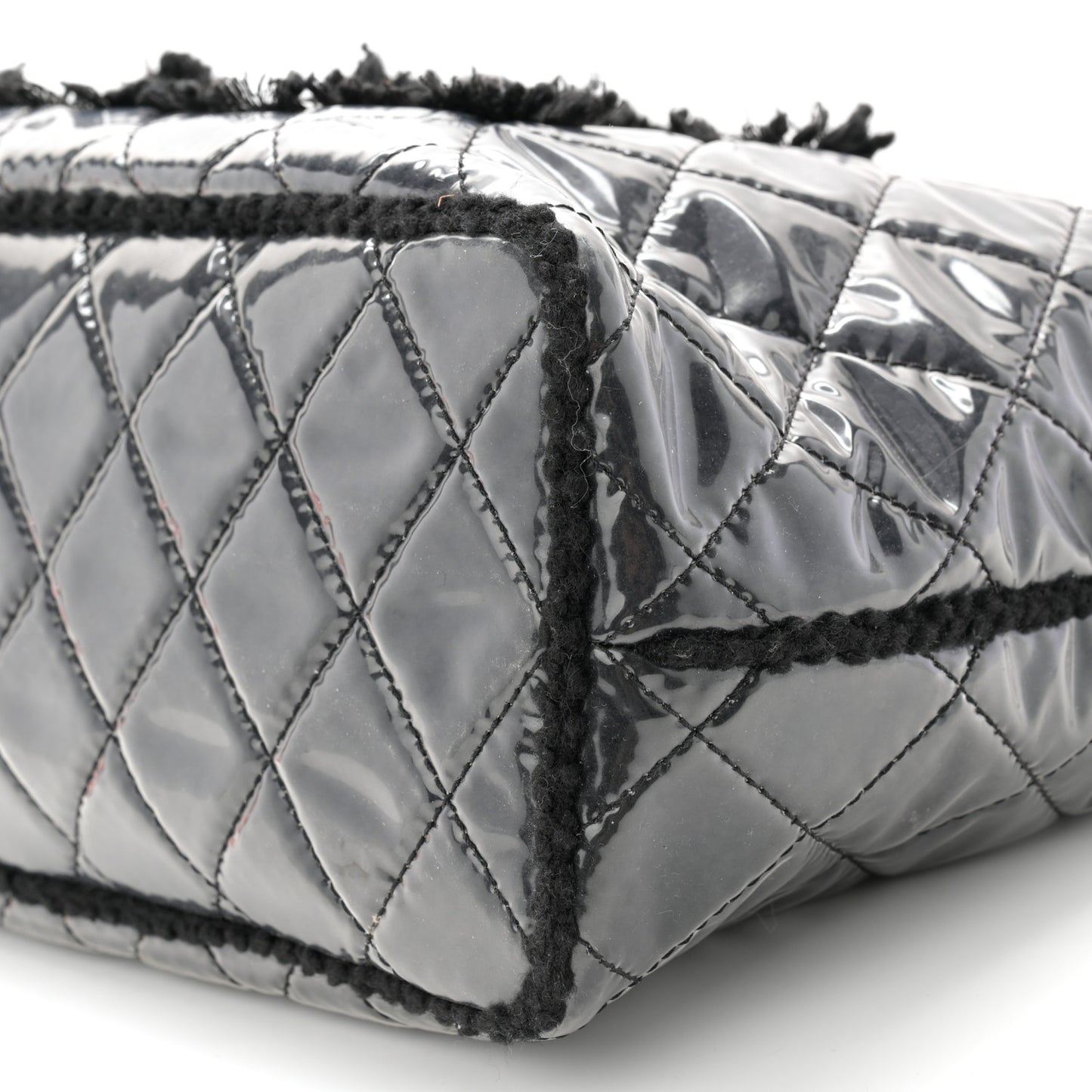 Vinyl Quilted Funny Tweed Tote Black