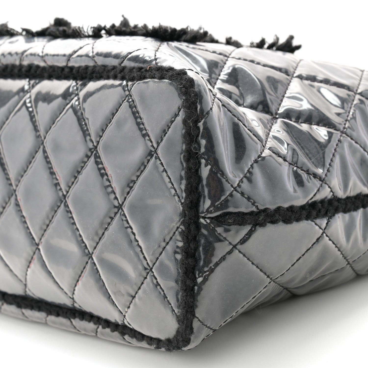 Chanel Vinyl Quilted Funny Tweed Tote Black 10 of 12