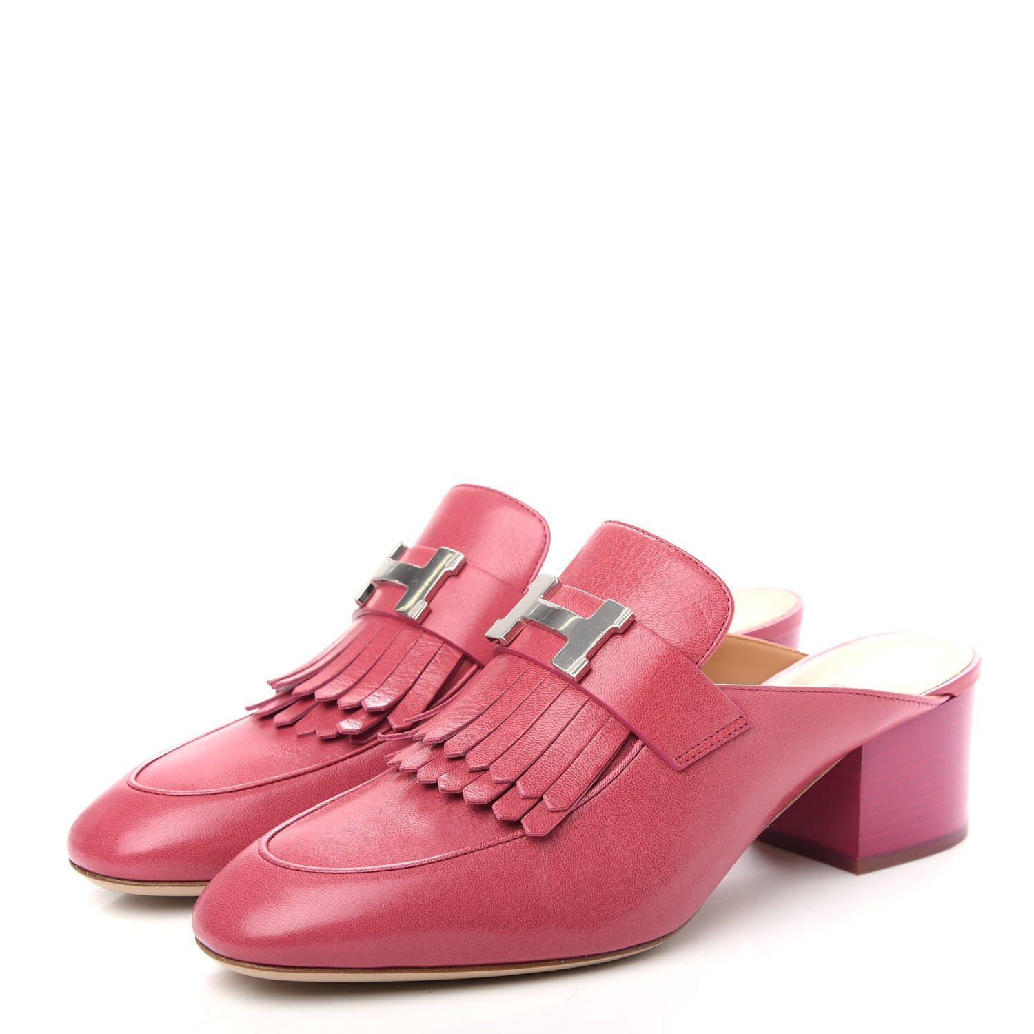 Hermes Goatskin Tuileries Mules 37.5 Rouge Azalee 3 of 9