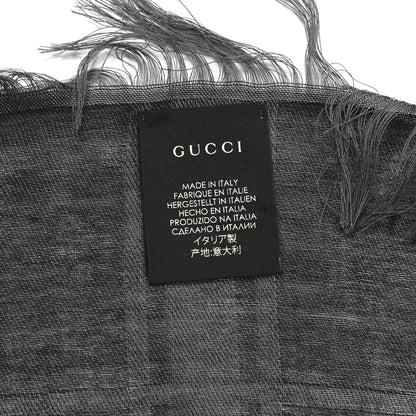 Gucci Wool Silk GG Monogram Diamante Plaid Surviee Shawl Graphite Black 3 of 3