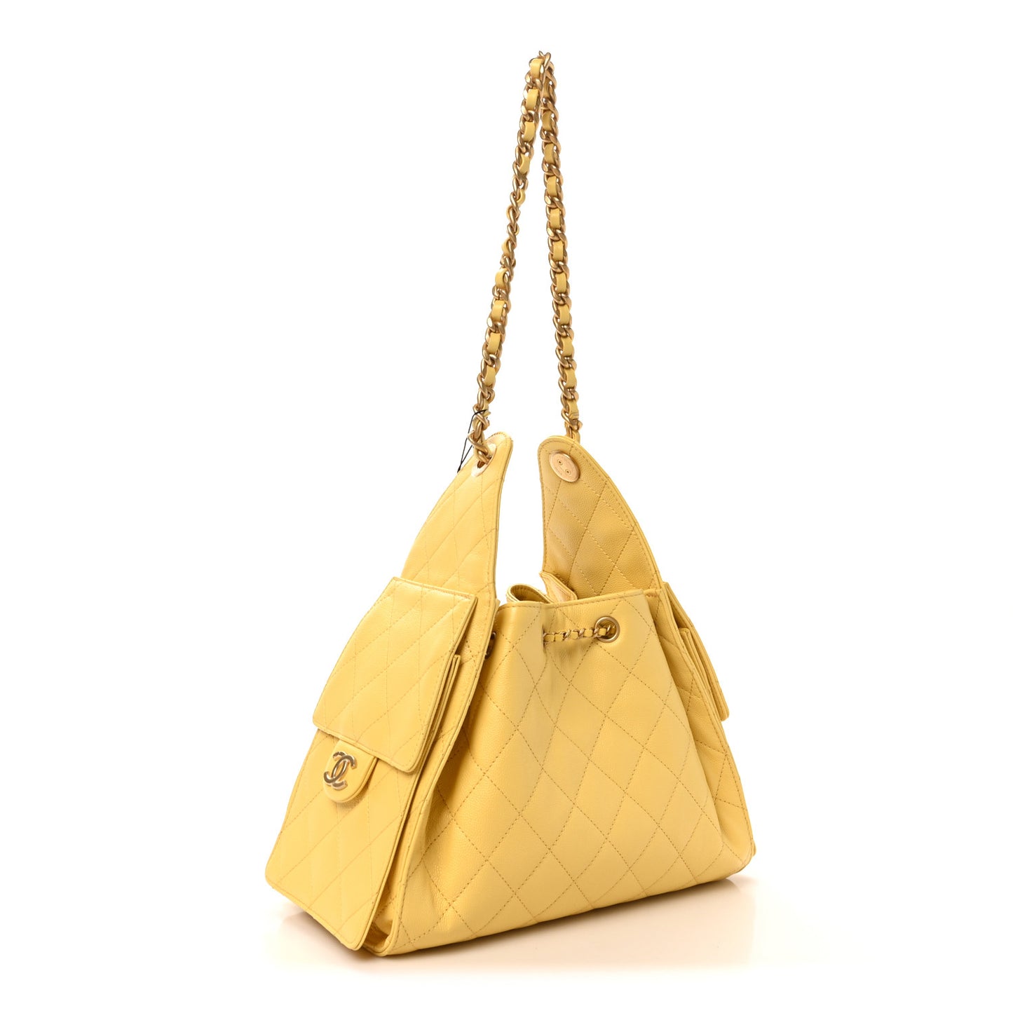 Caviar Quilted Small Chanel 25 Handbag Yellow Yellow