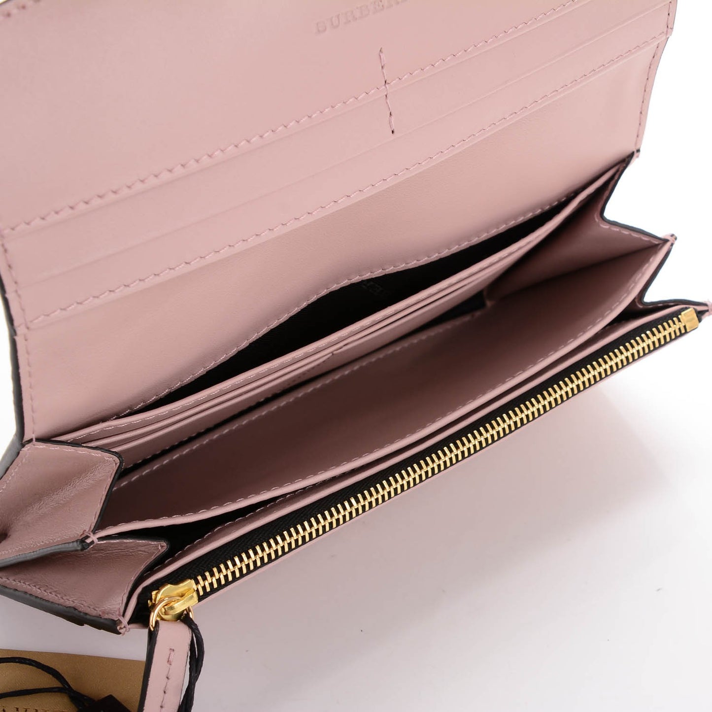 Signature Grain Calfskin Check Embossed Continental Wallet Pale Orchid