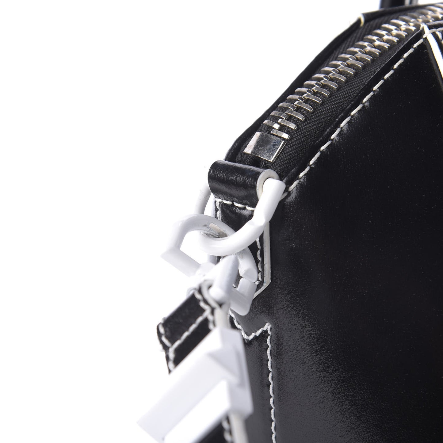 Calfskin Contrast Topstitch Small Antigona Black White