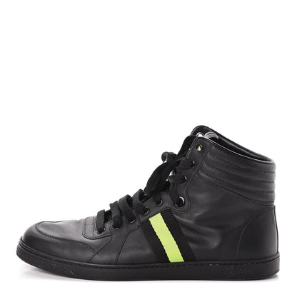 Gucci Calfskin GG Viaggio High-Top Sneakers 10.5 Black Green Fluo 1 of 20