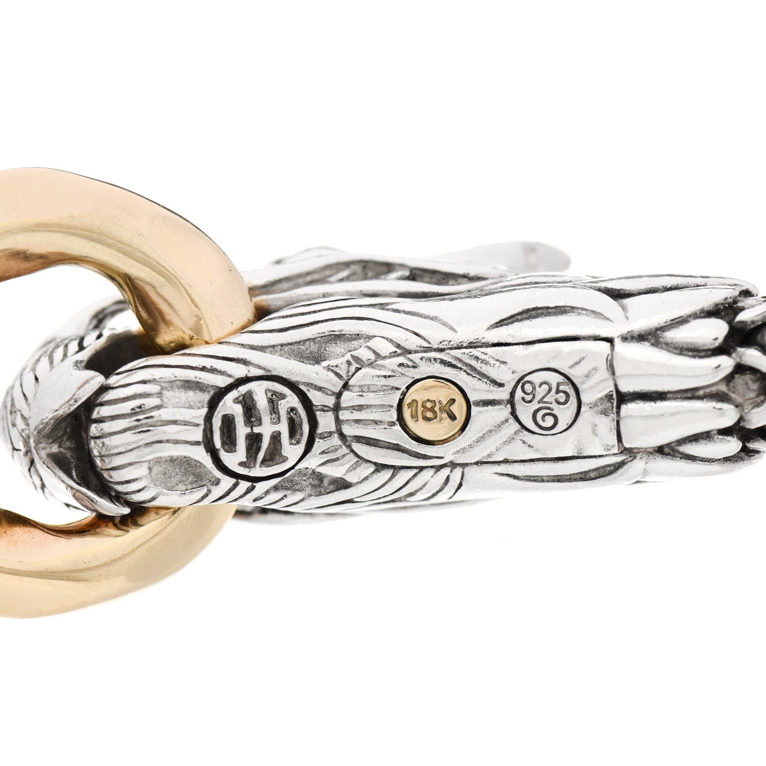 John Hardy Sterling Silver 18K Yellow Gold 6mm Naga Dragon Bracelet 3 of 4