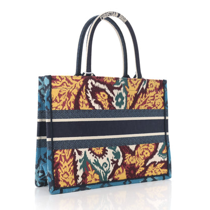Christian Dior Canvas Embroidered Paisley Medium Book Tote Blue Multicolor 3 of 10