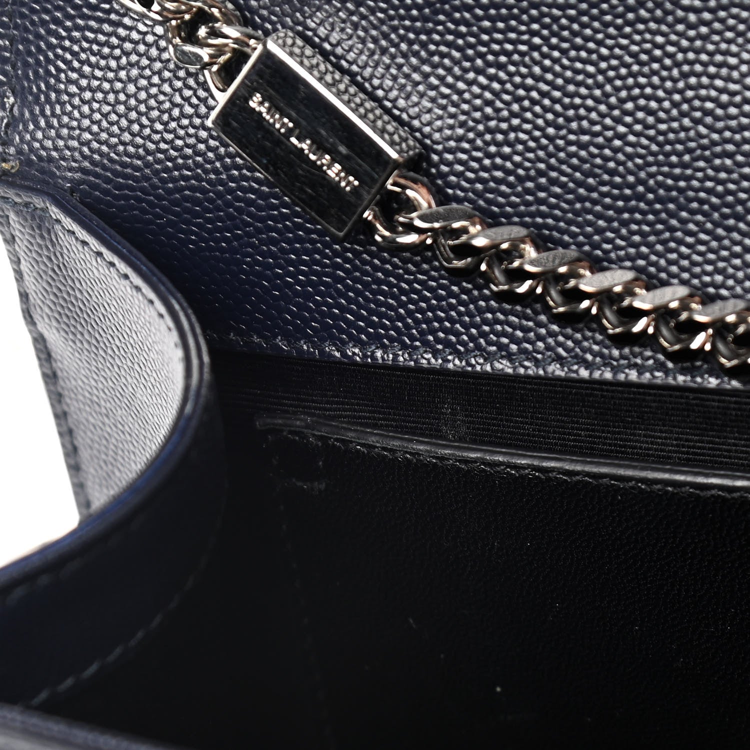 Saint Laurent Grain De Poudre Medium Classic Monogram Kate Satchel Deep Marine 15 of 15