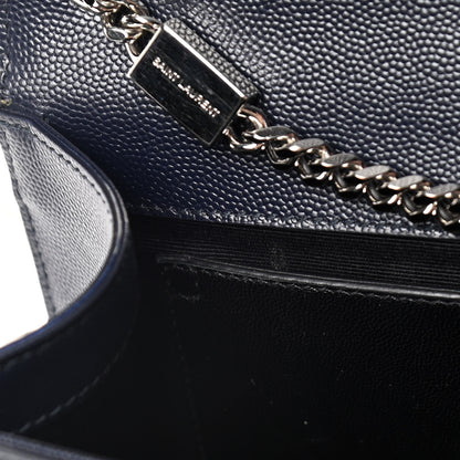 Saint Laurent Grain De Poudre Medium Classic Monogram Kate Satchel Deep Marine 15 of 15