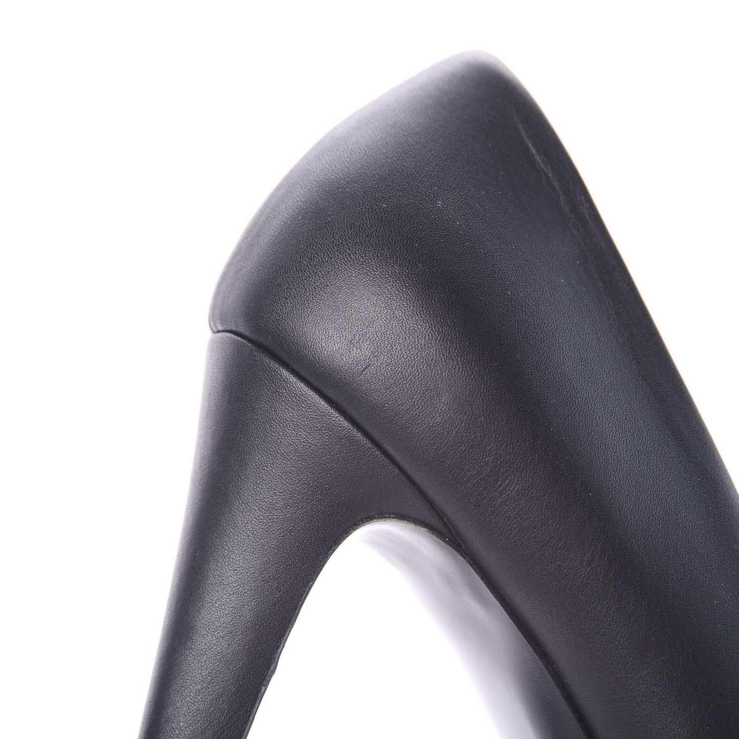 Calfskin Patent CC Cap Toe Platform Chain Pumps 39.5 Navy Black