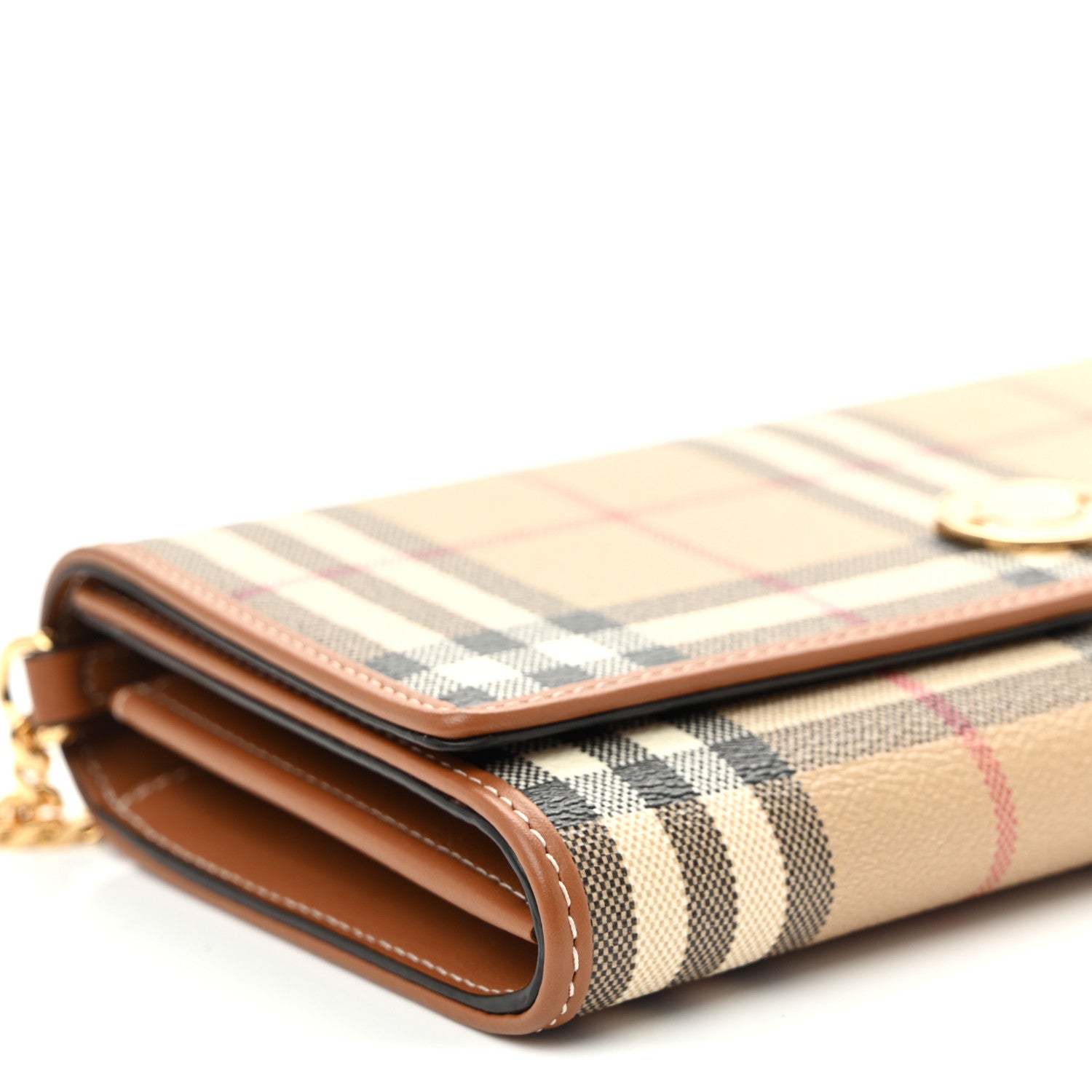 Burberry Vintage Check Hannah Chain Wallet Archive Beige Briar Brown 10 of 11