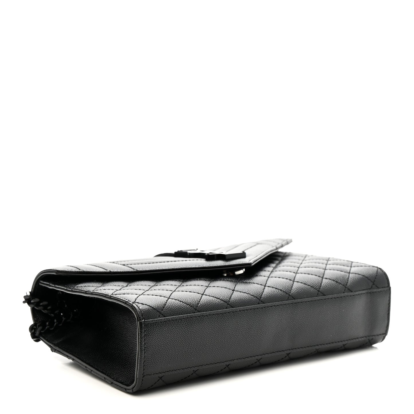 Grain De Poudre Textured Mixed Matelasse Triquilt Medium Monogram Monochrome Satchel Black