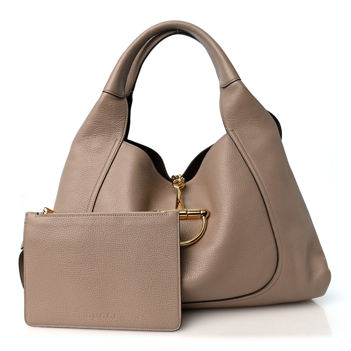 Gucci Grained Calfskin Softbit Maxi Shoulder Bag Taupe 3 of 11