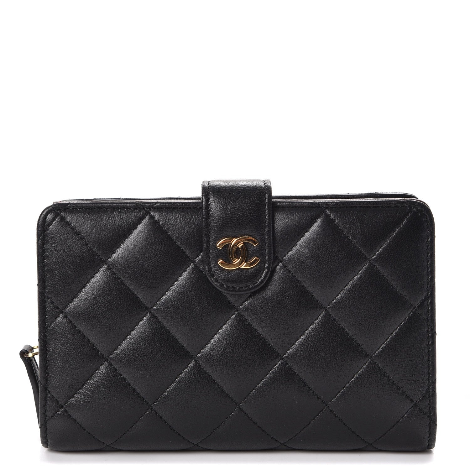Chanel Lambskin Quilted Zipped Pocket Wallet Black 1 of 10