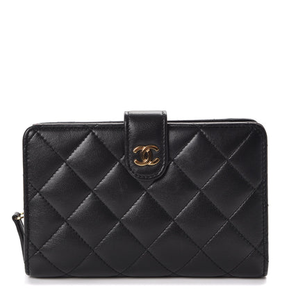 Chanel Lambskin Quilted Zipped Pocket Wallet Black 1 of 10