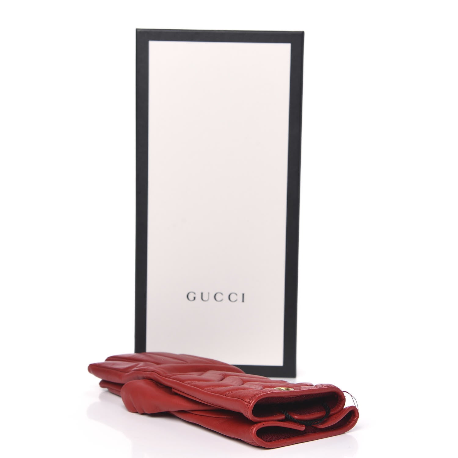 Gucci Nappa GG Marmont Chevron Gloves 7 Red 5 of 5