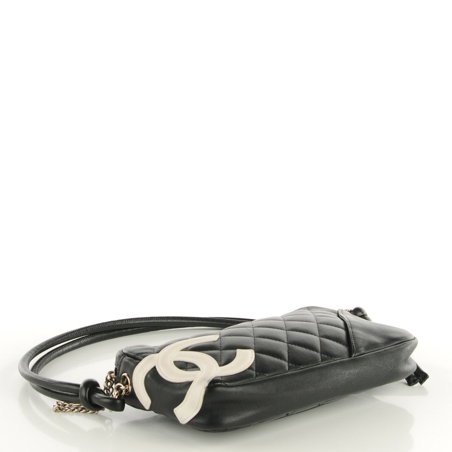 Calfskin Quilted Cambon Pochette Black White