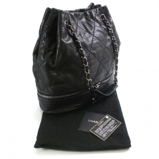 Lambskin Expandable Tote Navy