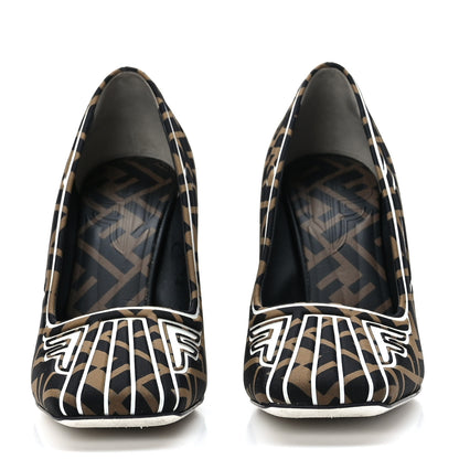 Fendi Lycra Film FF FFreedom Decollete Pumps 36.5 Tobacco Moro White 2 of 6