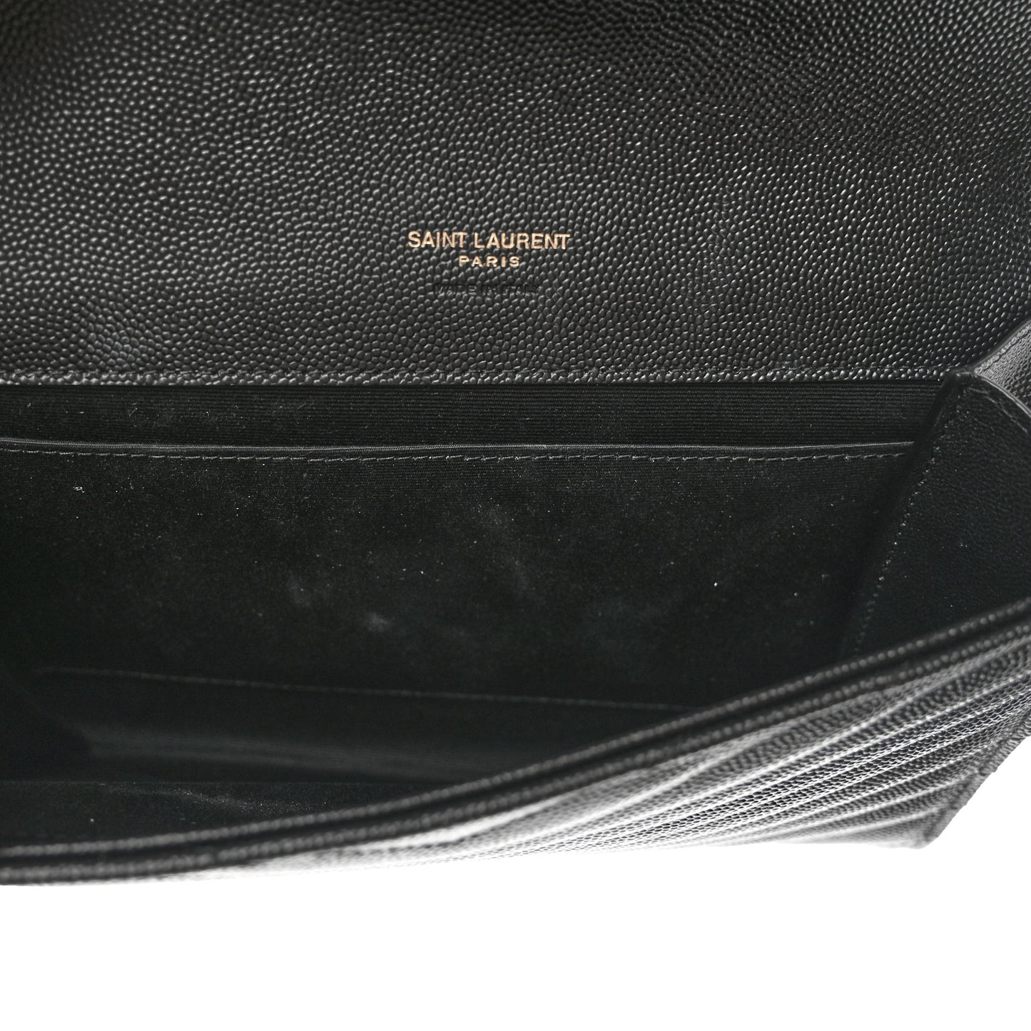 Grain De Poudre Matelasse Chevron Monogram Envelope Clutch Black