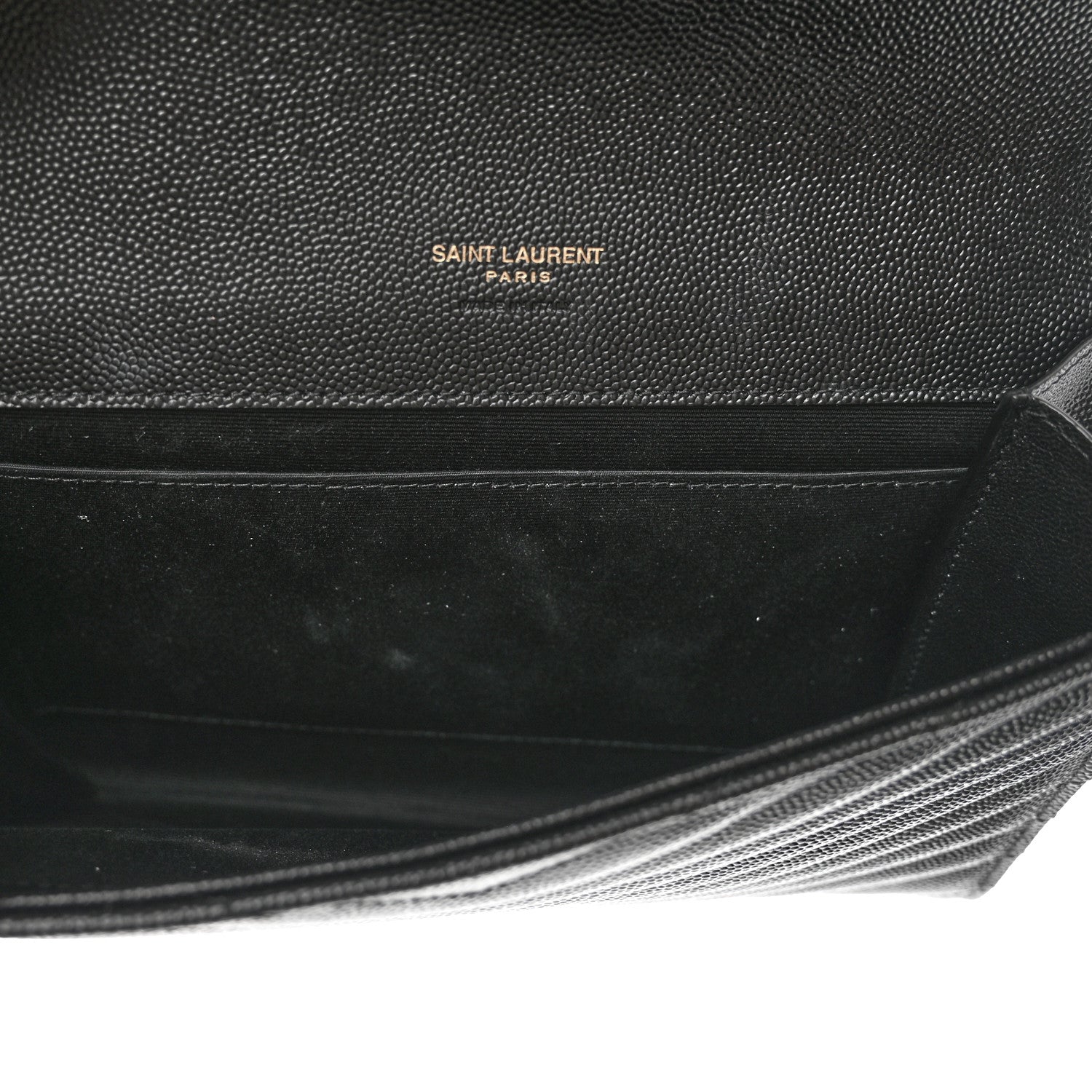 Saint Laurent Grain De Poudre Matelasse Chevron Monogram Envelope Clutch Black 8 of 9