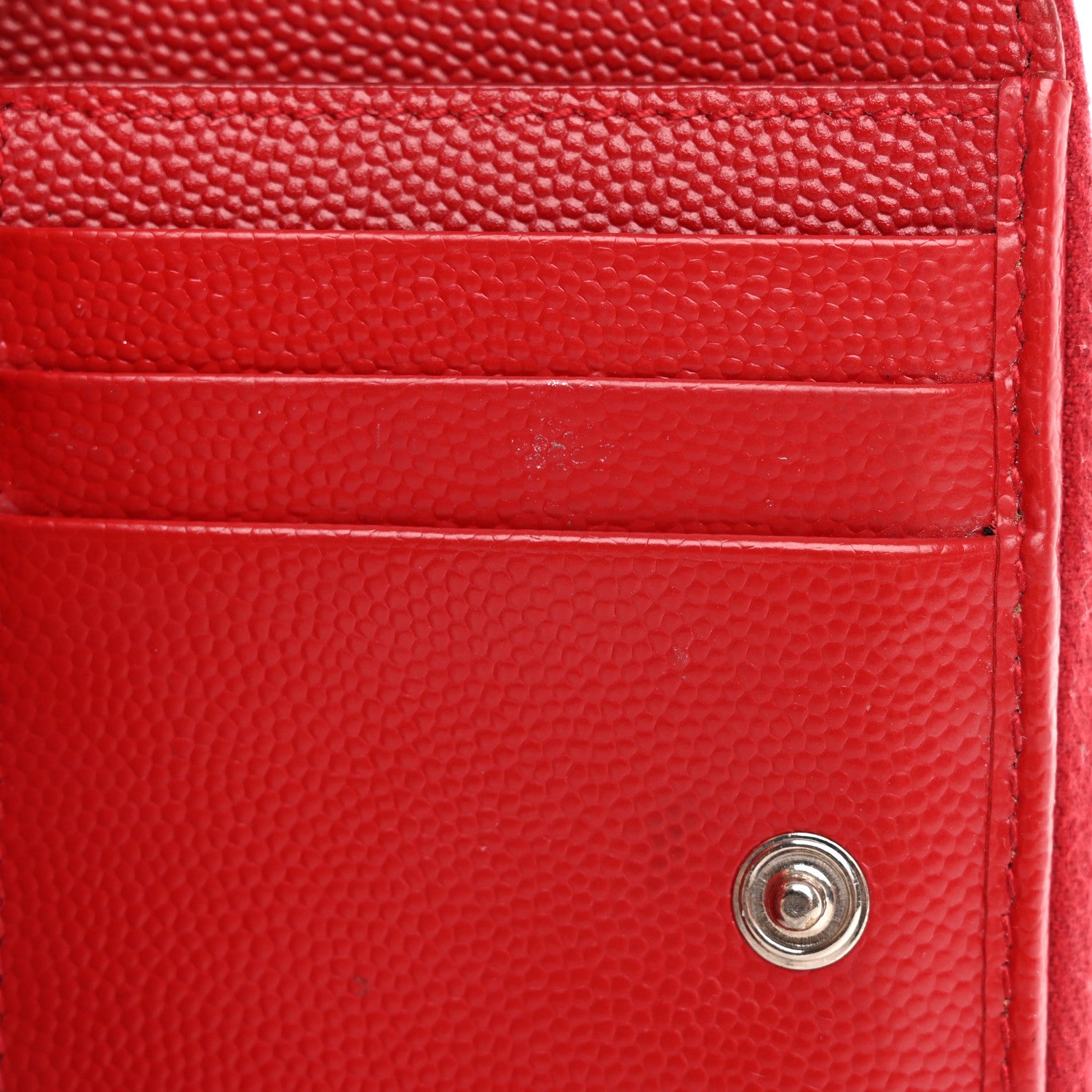 Saint Laurent Grain De Poudre Matelasse Chevron Monogram Compact Zip Around Wallet Red 7 of 9