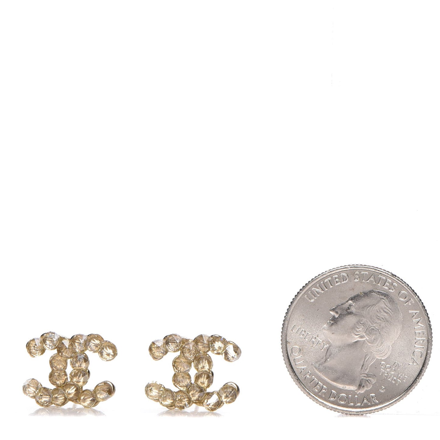 Poured Glass CC Earrings Light Gold