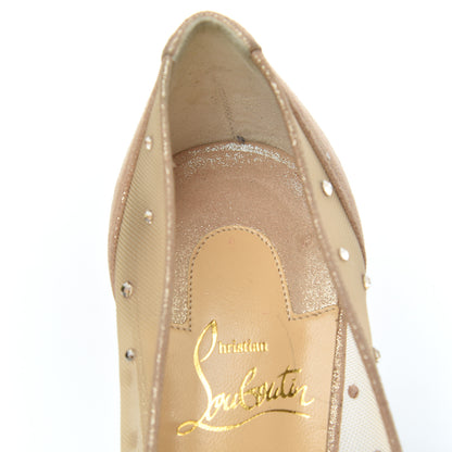 Christian Louboutin Suede Silk Crystal Strass Follies 100 Pumps 38 Light Silk 8 of 15