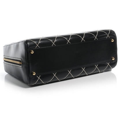 Chanel Leather Diamond Stitch Surpique Handbag Black 4 of 7