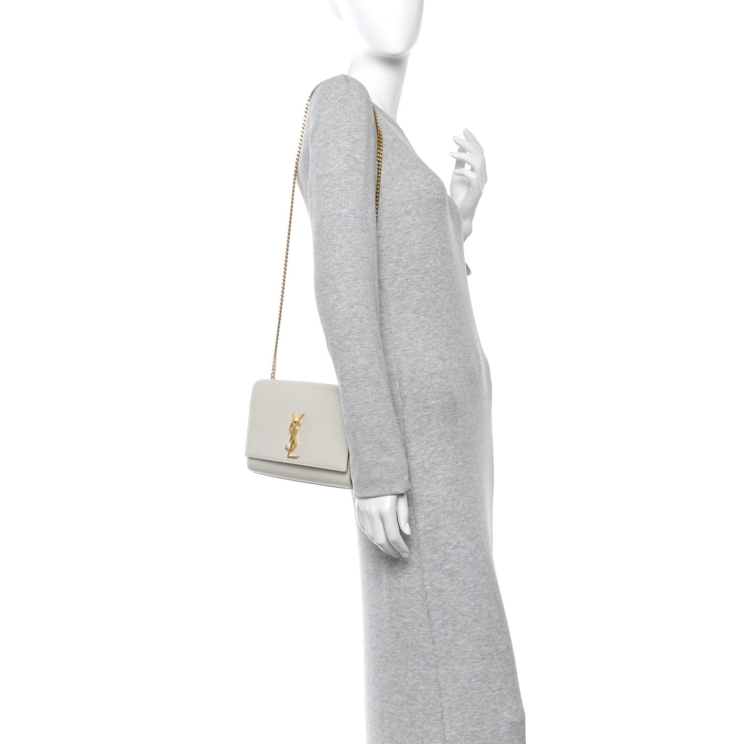 Saint Laurent Grain De Poudre Medium Classic Monogram Kate Satchel Crema Soft 2 of 12