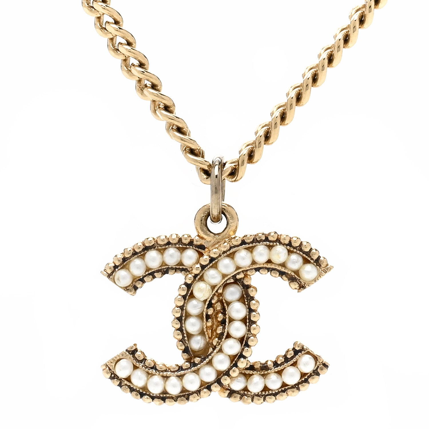 Chanel Pearl CC Pendant Necklace Gold 4 of 7