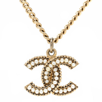 Chanel Pearl CC Pendant Necklace Gold 4 of 7