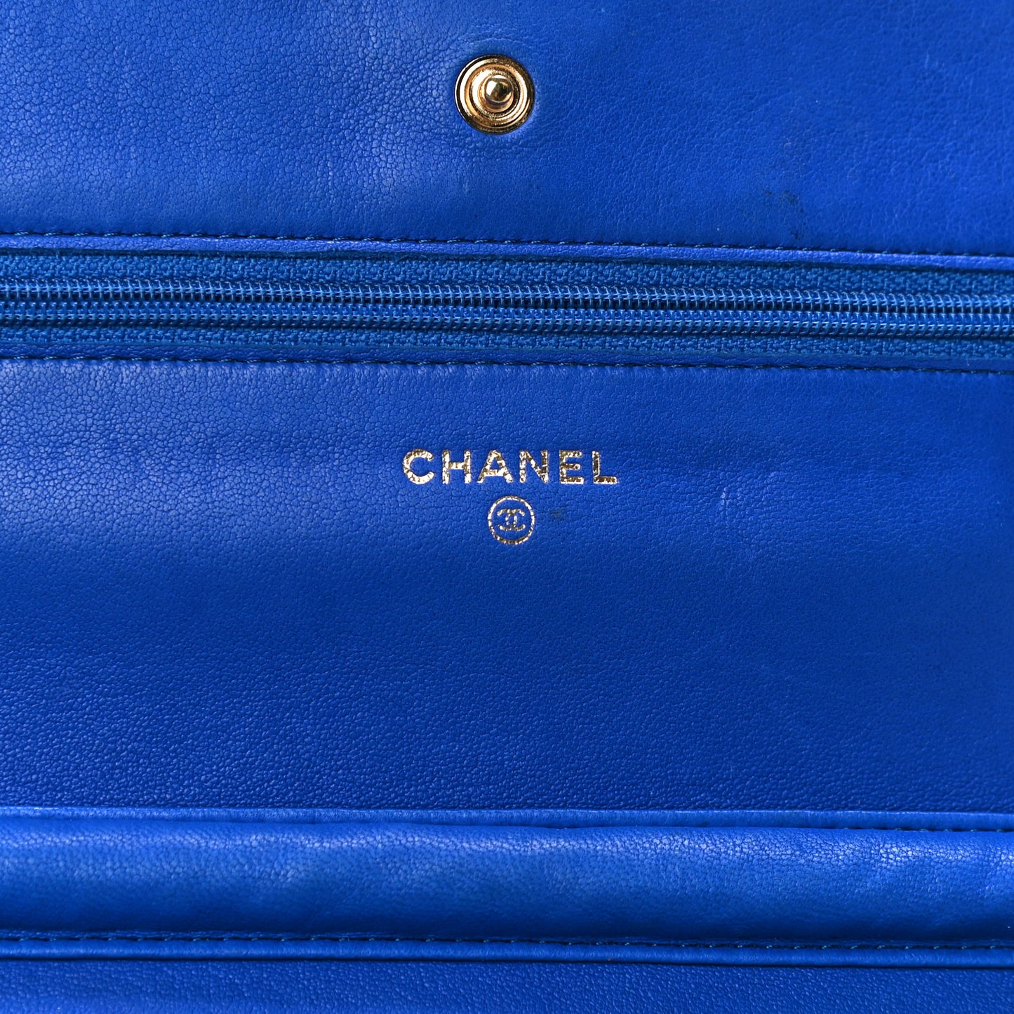 Crackled Patent Calfskin Puzzle Reissue Wallet On Chain WOC Blue
