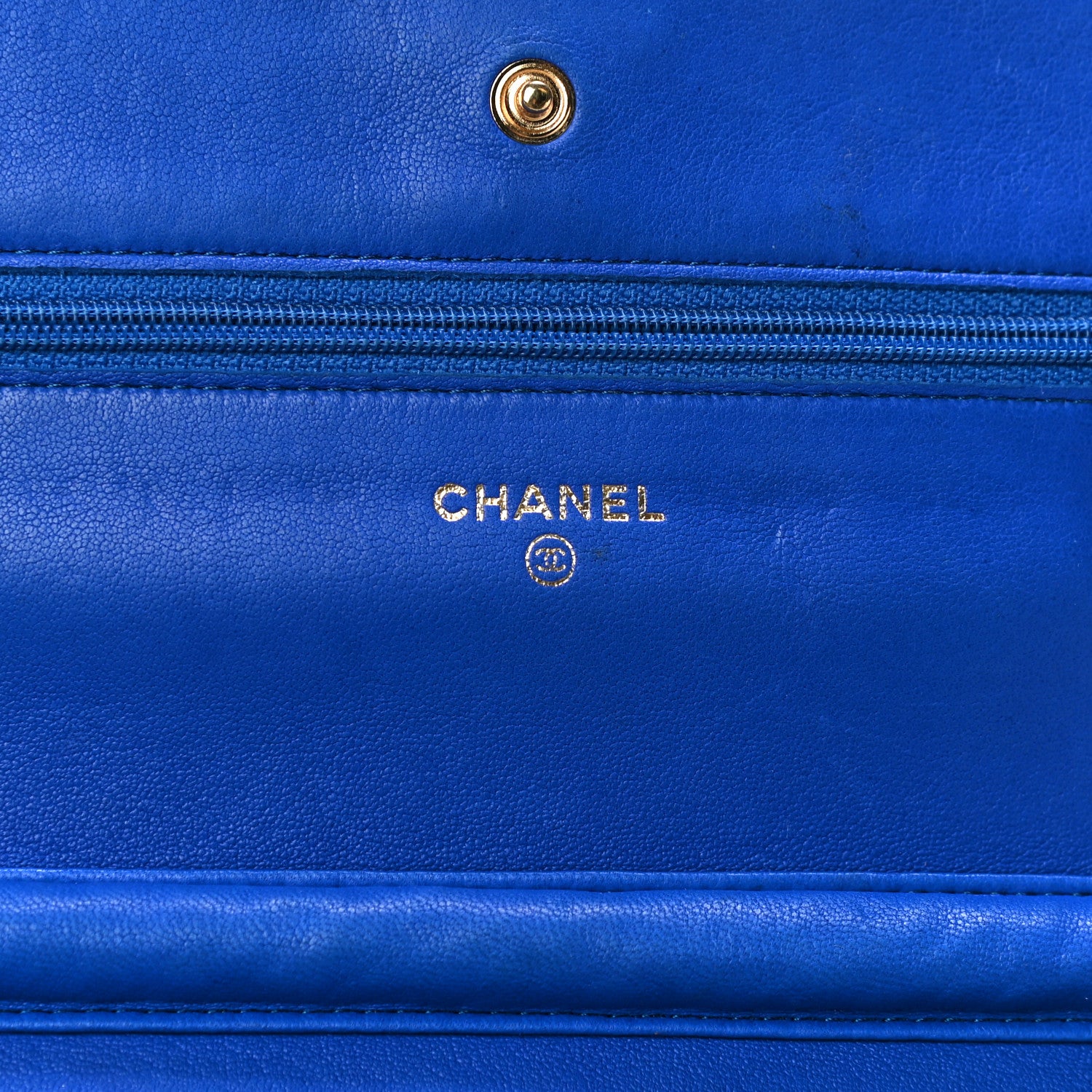 Chanel Crackled Patent Calfskin Puzzle Reissue Wallet On Chain WOC Blue 6 of 15