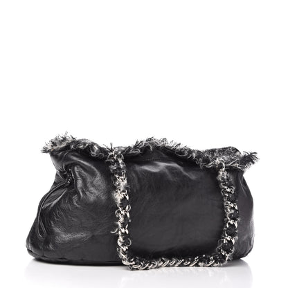 Chanel Tweed Lambskin Drawstring Tweedy Tote Black 3 of 10