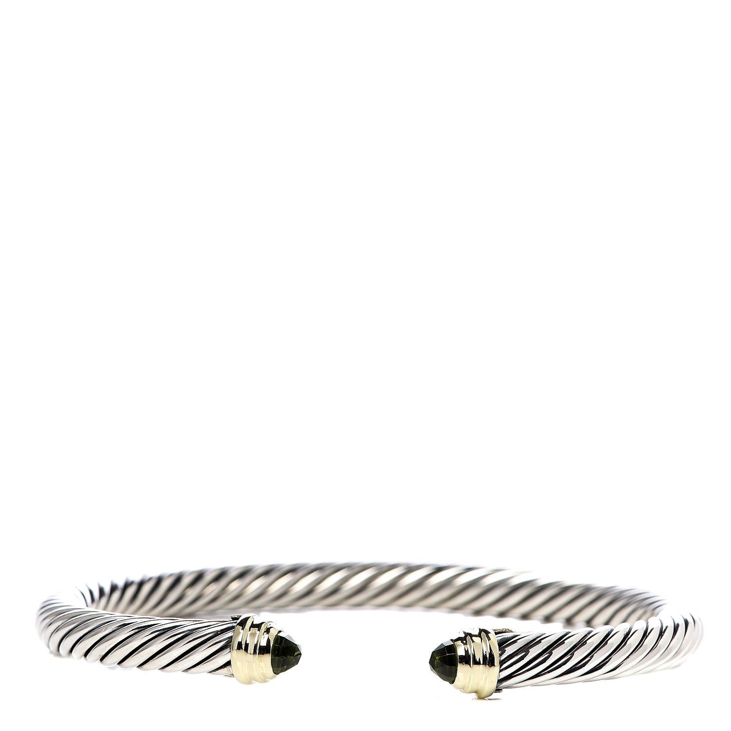 Sterling Silver 14K Yellow Gold Peridot 5mm Cable Classics Bracelet