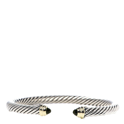 David Yurman Sterling Silver 14K Yellow Gold Peridot 5mm Cable Classics Bracelet 1 of 5
