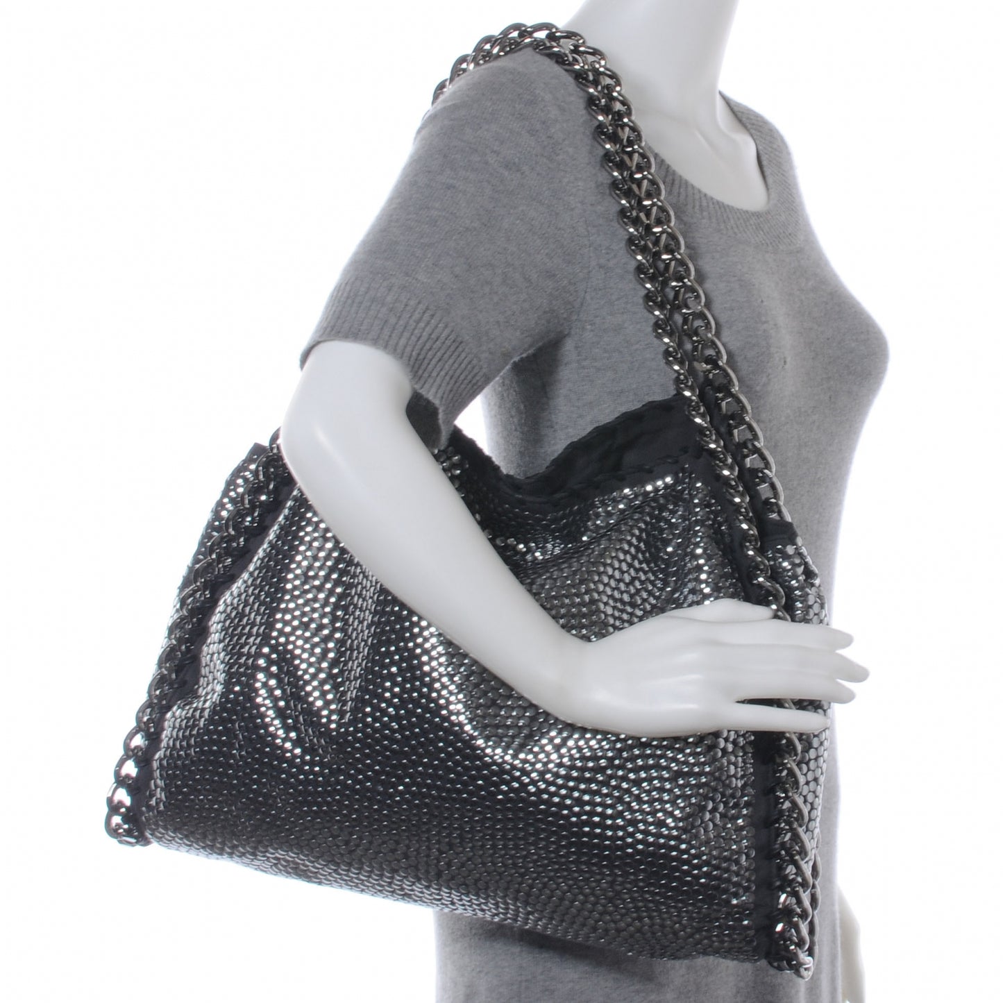 Falabella Studded Faux Suede Shopper Black