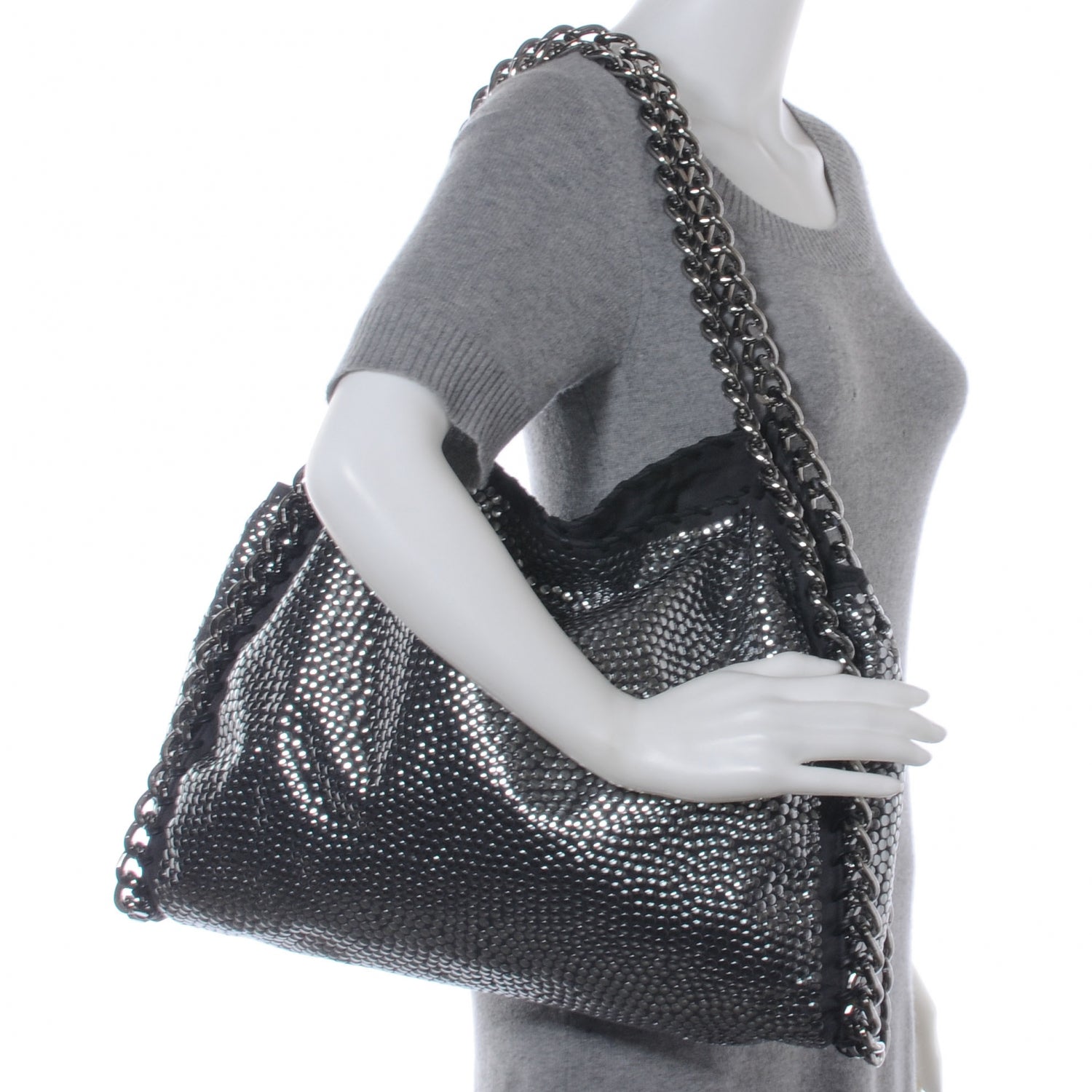 Stella McCartney Falabella Studded Faux Suede Shopper Black 2 of 7