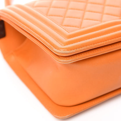 Chanel Lambskin Quilted Medium Boy Flap Orange 11 of 16