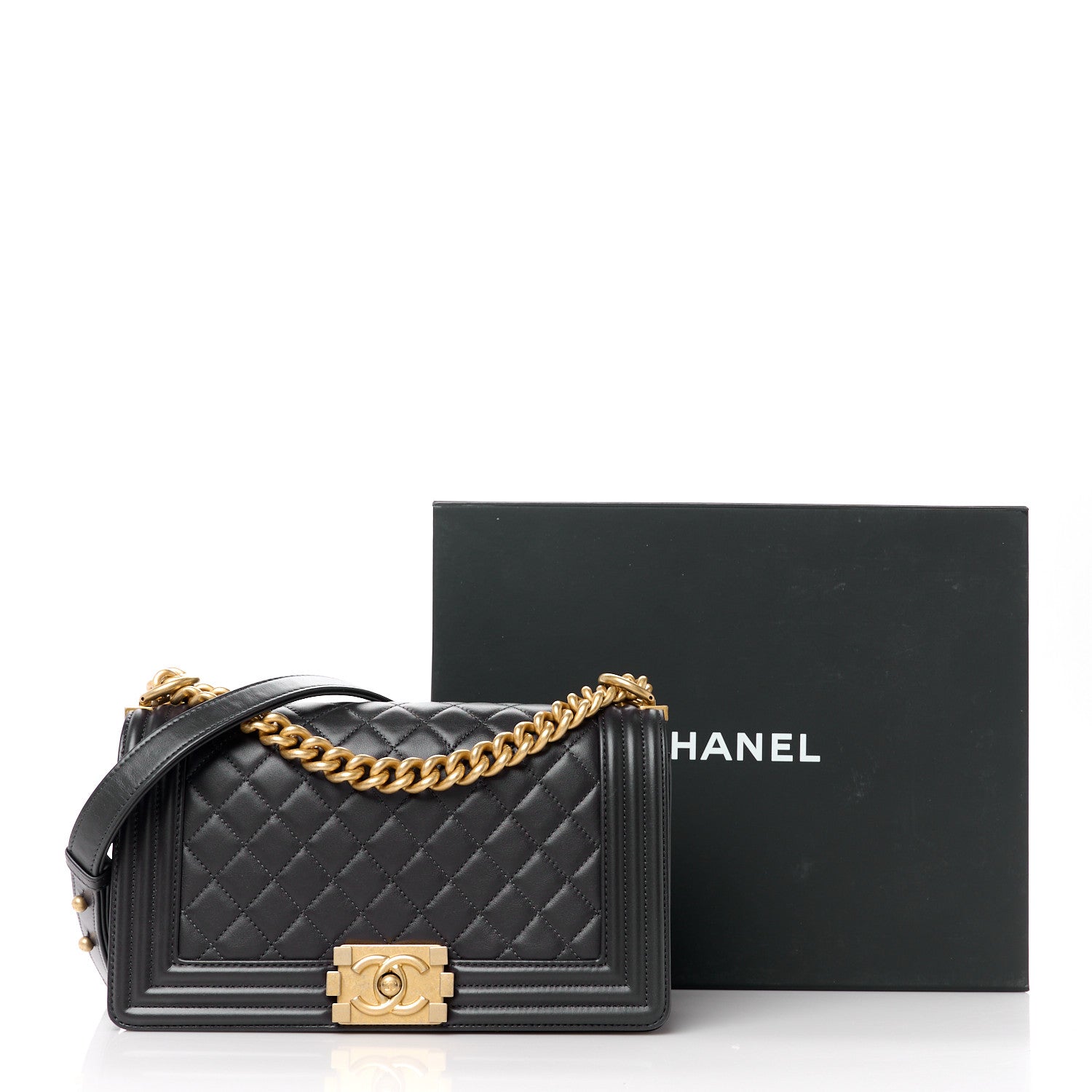 Chanel Calfskin Quilted Medium Boy Flap Dark Grey 10 of 10