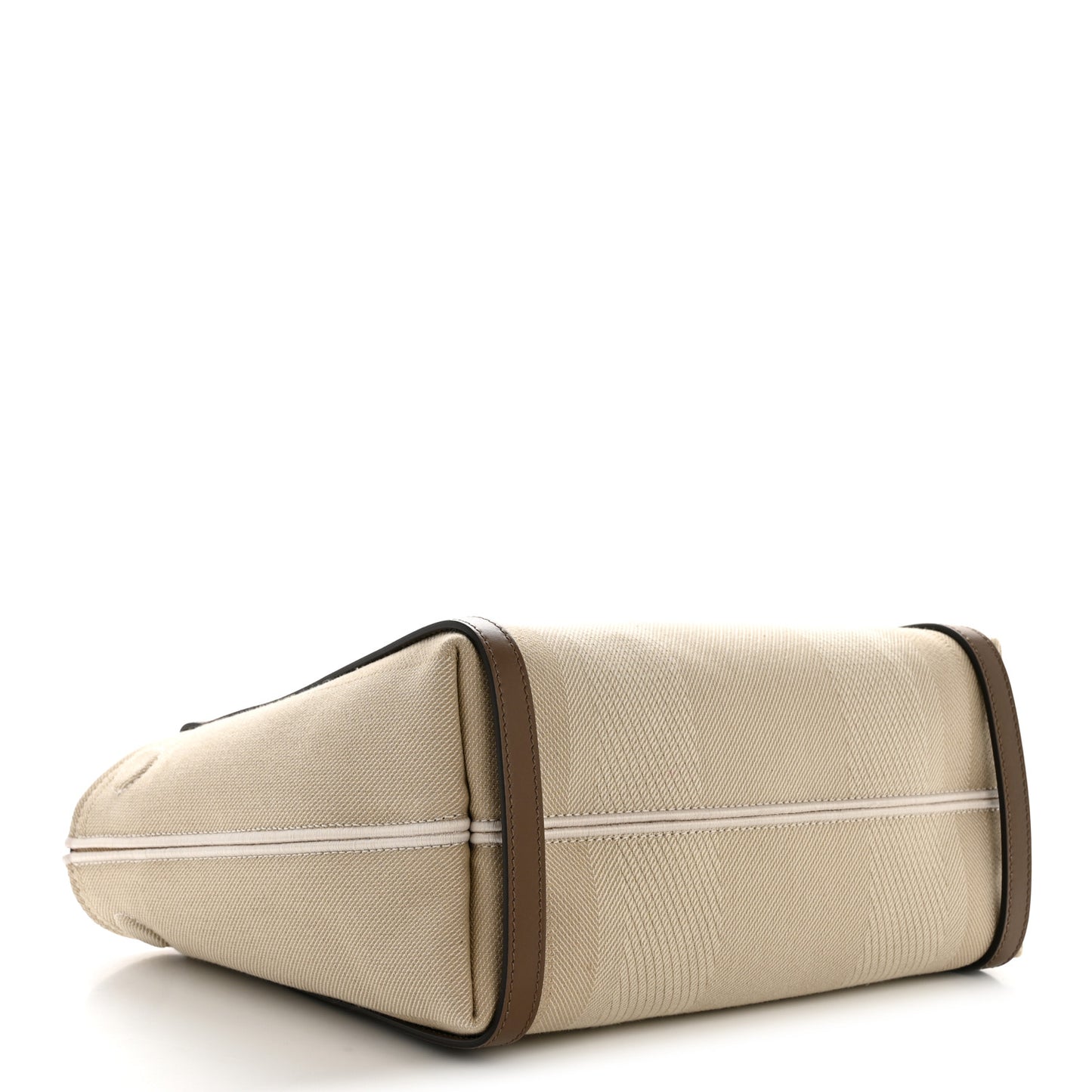 Canvas Calfskin Small Logo Carry Tote Vegetal Beige