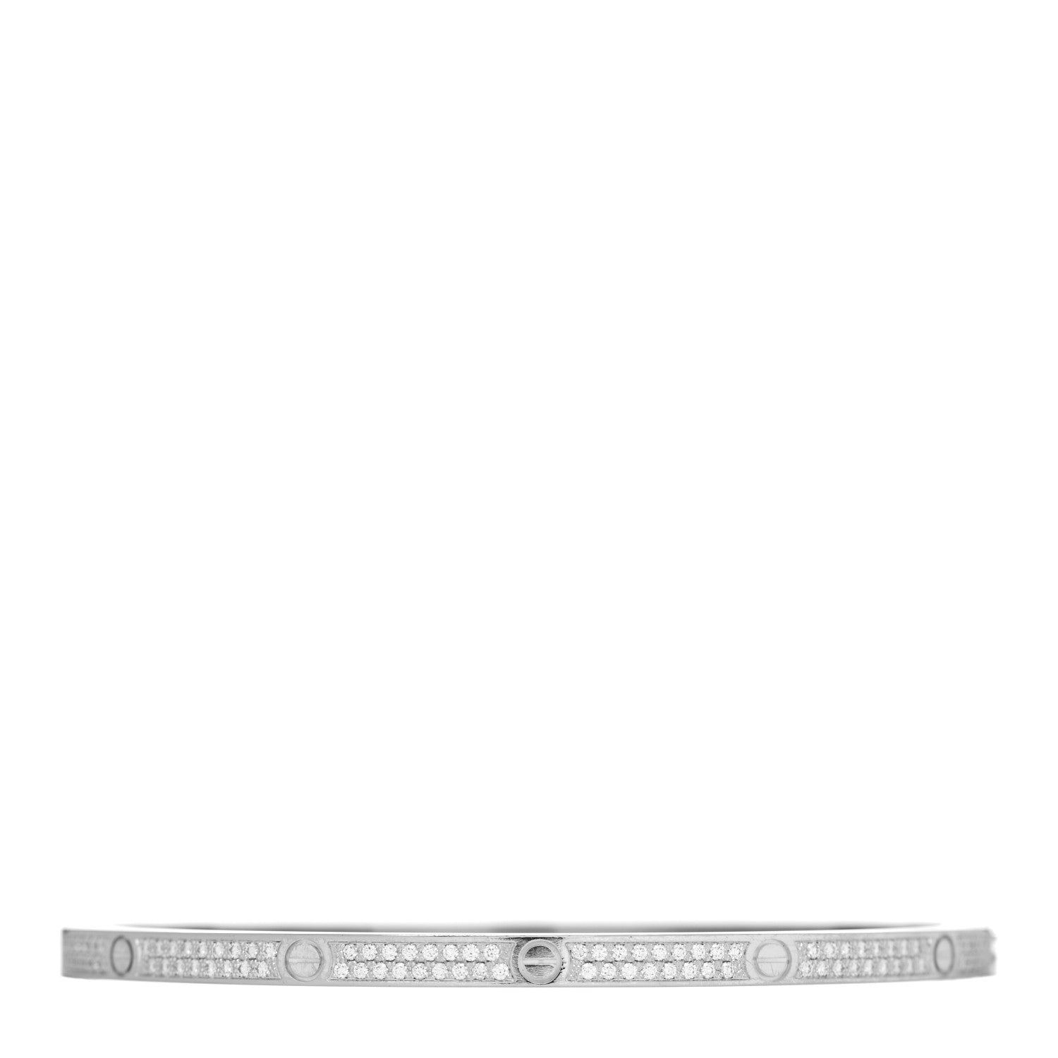 Cartier 18K White Gold Diamond Small LOVE Paved Bracelet 19 1 of 5