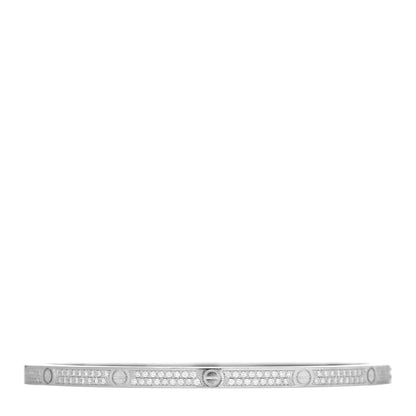 Cartier 18K White Gold Diamond Small LOVE Paved Bracelet 19 1 of 5