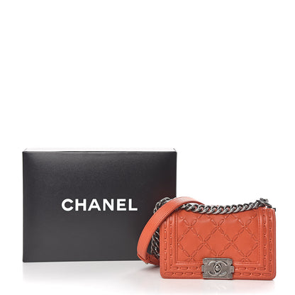 Chanel Caviar Stitched Small Boy Flap Dark Orange 17 of 17