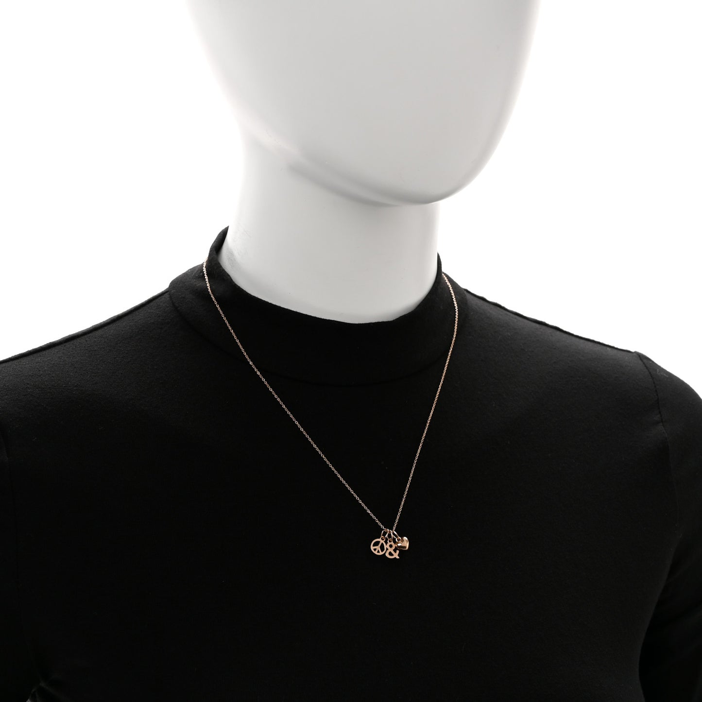 18K Rose Gold Peace Love Ampersand Pendant Necklace