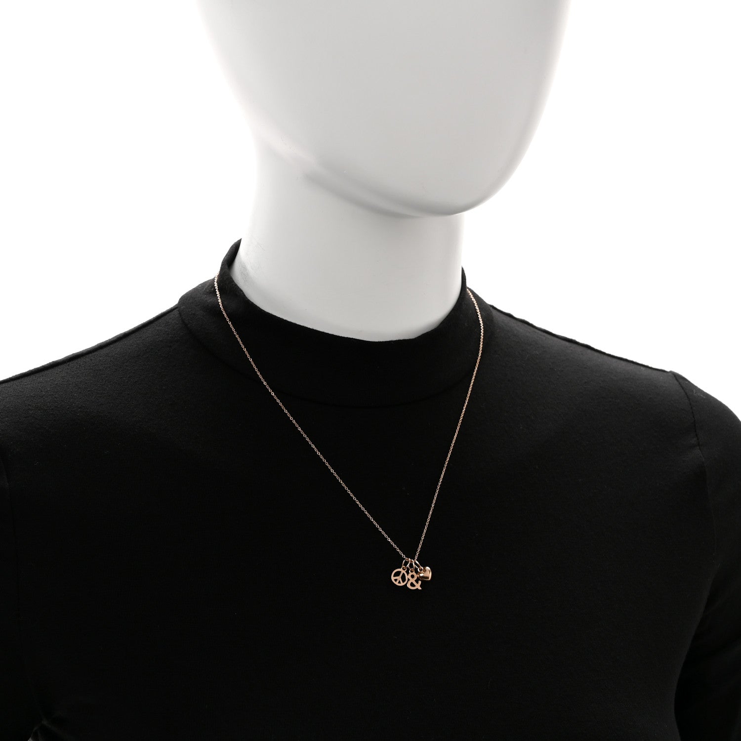 Tiffany 18K Rose Gold Peace Love Ampersand Pendant Necklace 2 of 6